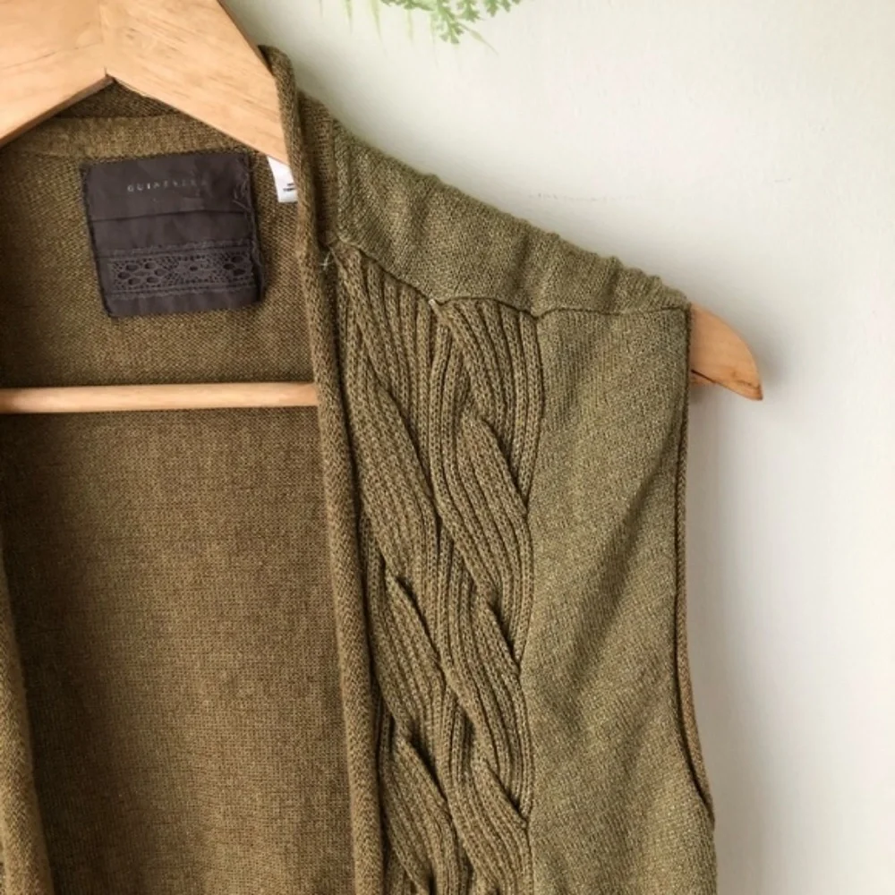 Anthropologie Olive Cable Knit Sweater Vest
